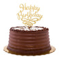 Top Cake Gold Acrylic Happy Birthday Cake Topper - Mirrored, Swirls - 6 1/2" x 5" - 1 count box
