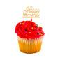 Top Cake Gold Acrylic Classic Happy Birthday Cake Topper - Mirrored - 3" x 1 1/2" - 10 count box