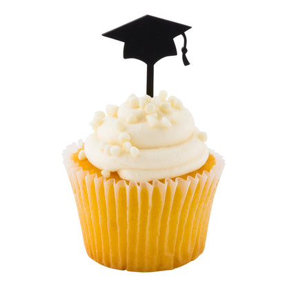 Top Cake Black Acrylic Graduation Cap Cake Topper - 3" x 1 1/2" - 10 count box
