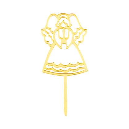 Top Cake Mirrored Gold Acrylic Angel Cake Topper - 3" x 1 1/4" - 100 count box