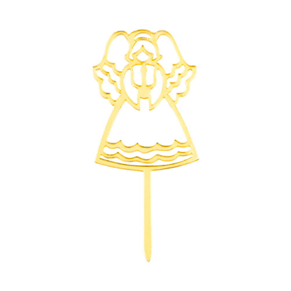 Top Cake Mirrored Gold Acrylic Angel Cake Topper - 3" x 1 1/4" - 10 count box
