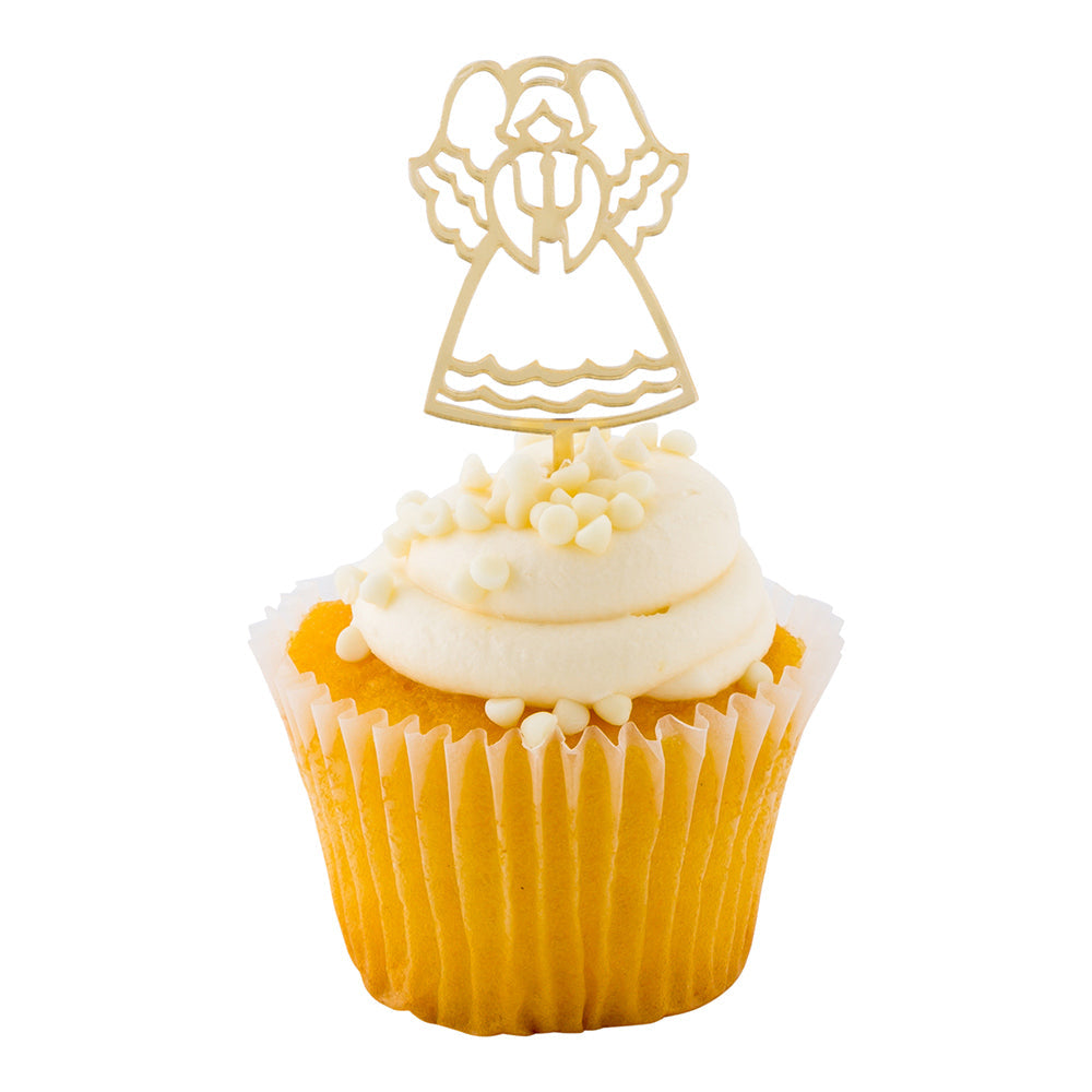 Top Cake Mirrored Gold Acrylic Angel Cake Topper - 3" x 1 1/4" - 10 count box