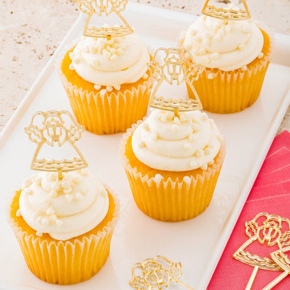 Top Cake Mirrored Gold Acrylic Angel Cake Topper - 3" x 1 1/4" - 100 count box