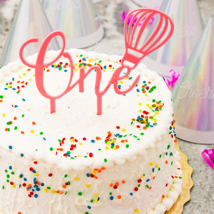 Top Cake Pink Acrylic Hot Air Balloon One Cake Topper - 6 1/4" x 5 3/4" - 1 count box