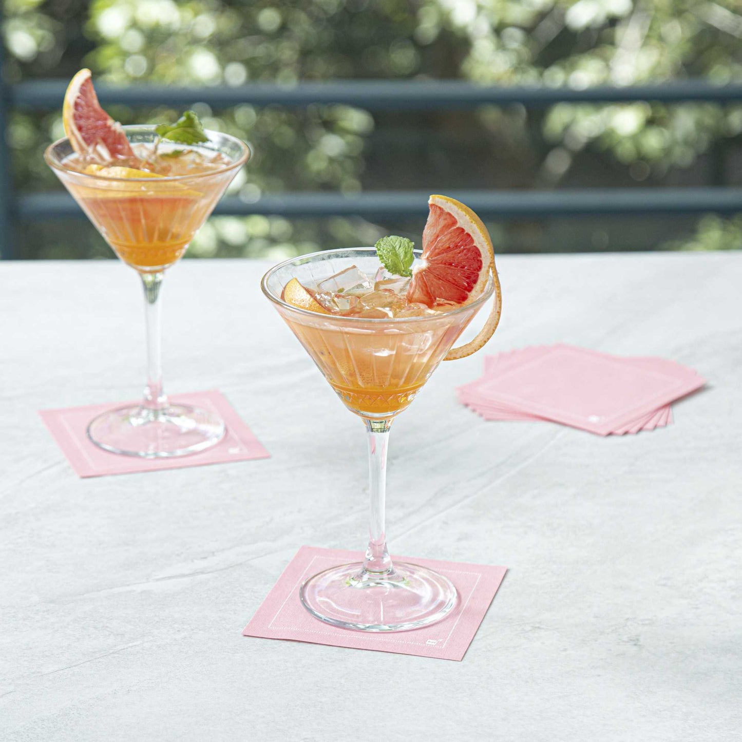 Luxenap Square Pink Cotton Cocktail Napkin - Organic, Disposable - 4 1/2" x 4 1/2" - 50 count box