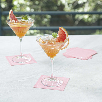Luxenap Square Pink Cotton Cocktail Napkin - Organic, Disposable - 4 1/2" x 4 1/2" - 50 count box