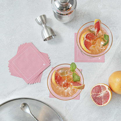 Luxenap Square Pink Cotton Cocktail Napkin - Organic, Disposable - 4 1/2" x 4 1/2" - 50 count box