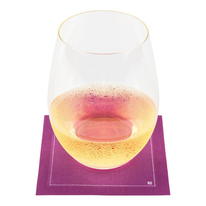 Luxenap Square Purple Cotton Cocktail Napkin - Organic, Disposable - 4 1/2" x 4 1/2" - 50 count box