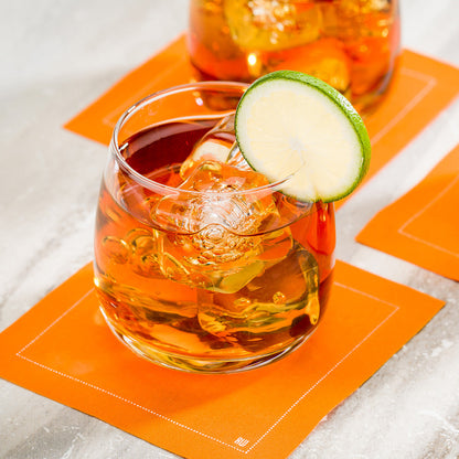 Luxenap Square Orange Cotton Cocktail Napkin - Organic, Disposable - 4 1/2" x 4 1/2" - 50 count box