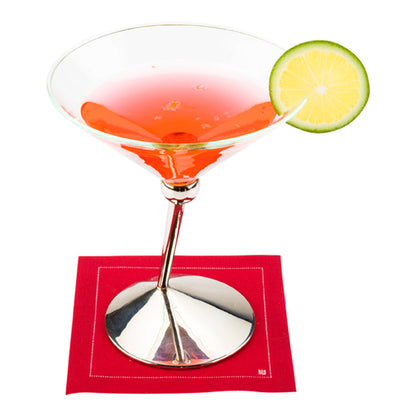 Luxenap Square Red Cotton Cocktail Napkin - Organic, Disposable - 4 1/2" x 4 1/2" - 50 count box