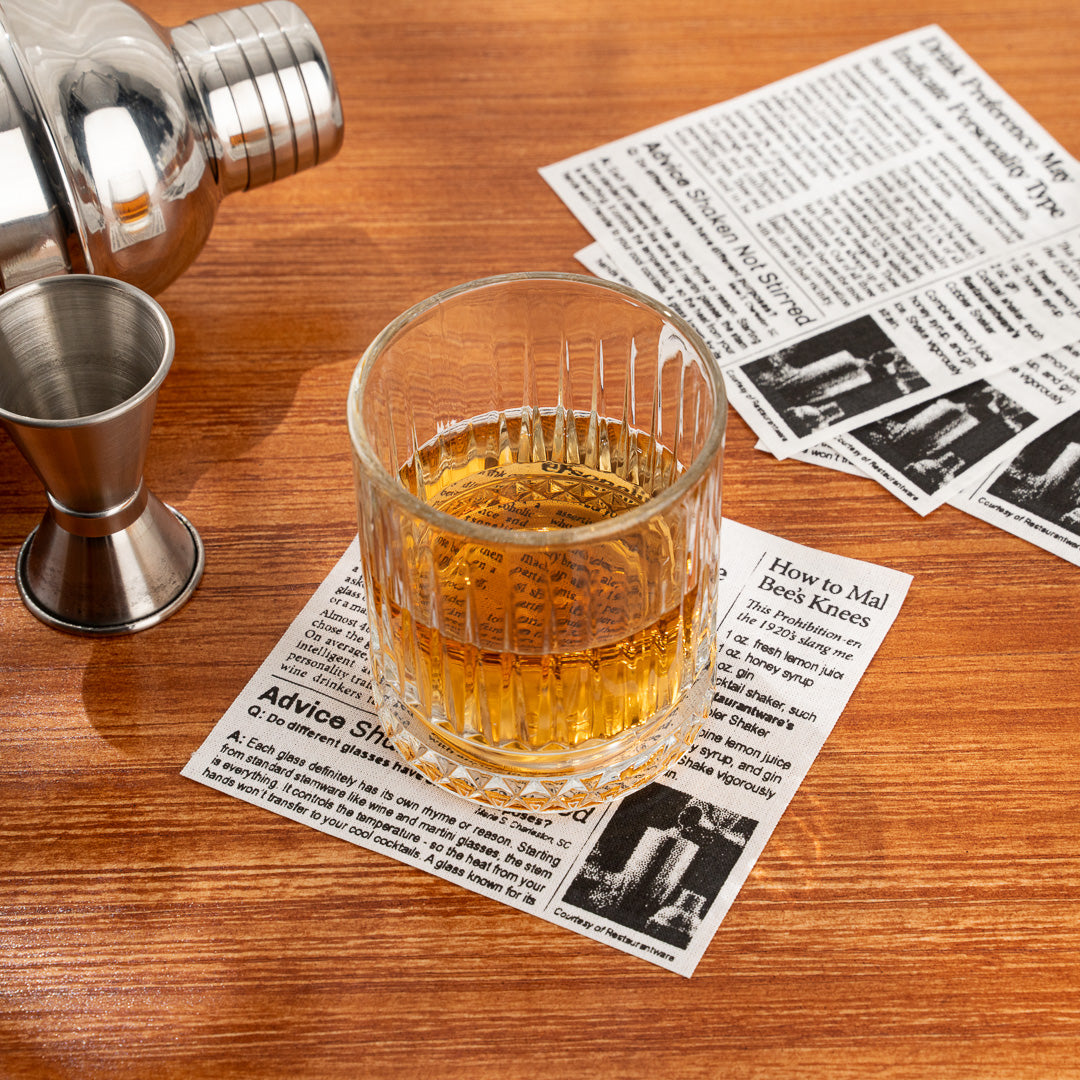 Luxenap Square Newsprint Cotton Cocktail Napkin - Organic, Disposable - 4 1/2" x 4 1/2" - 50 count box
