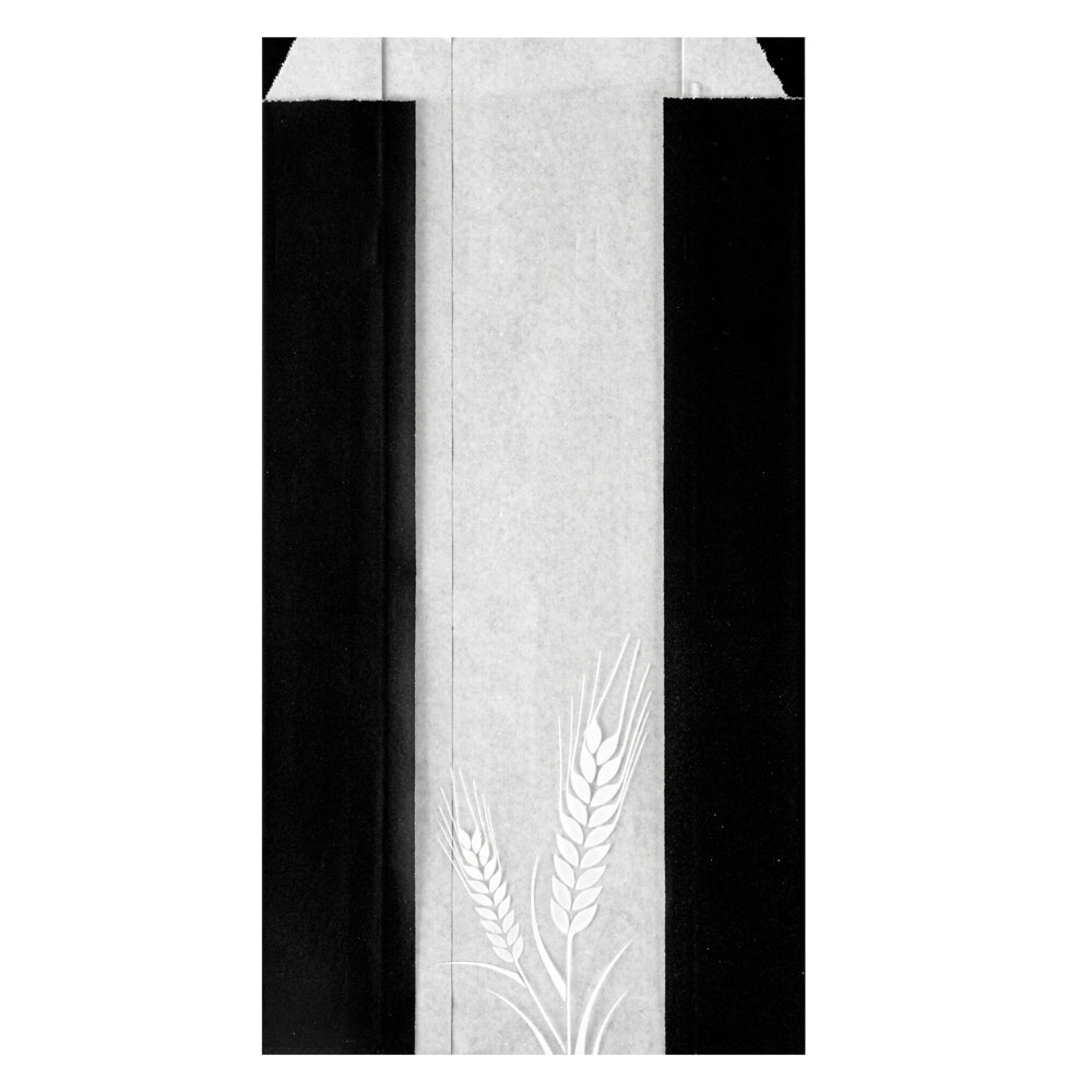 Bag Tek Black Paper Bread Bag - Micro-Perforated, Greaseproof, Wheat Pattern - 5 3/4" x 2 3/4" x 11 1/2" - 100 count box