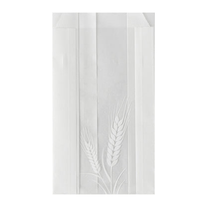 Bag Tek White Paper Bread Bag - Micro-Perforated, Greaseproof, Wheat Pattern - 4 1/2" x 2 1/2" x 8 1/2" - 100 count box