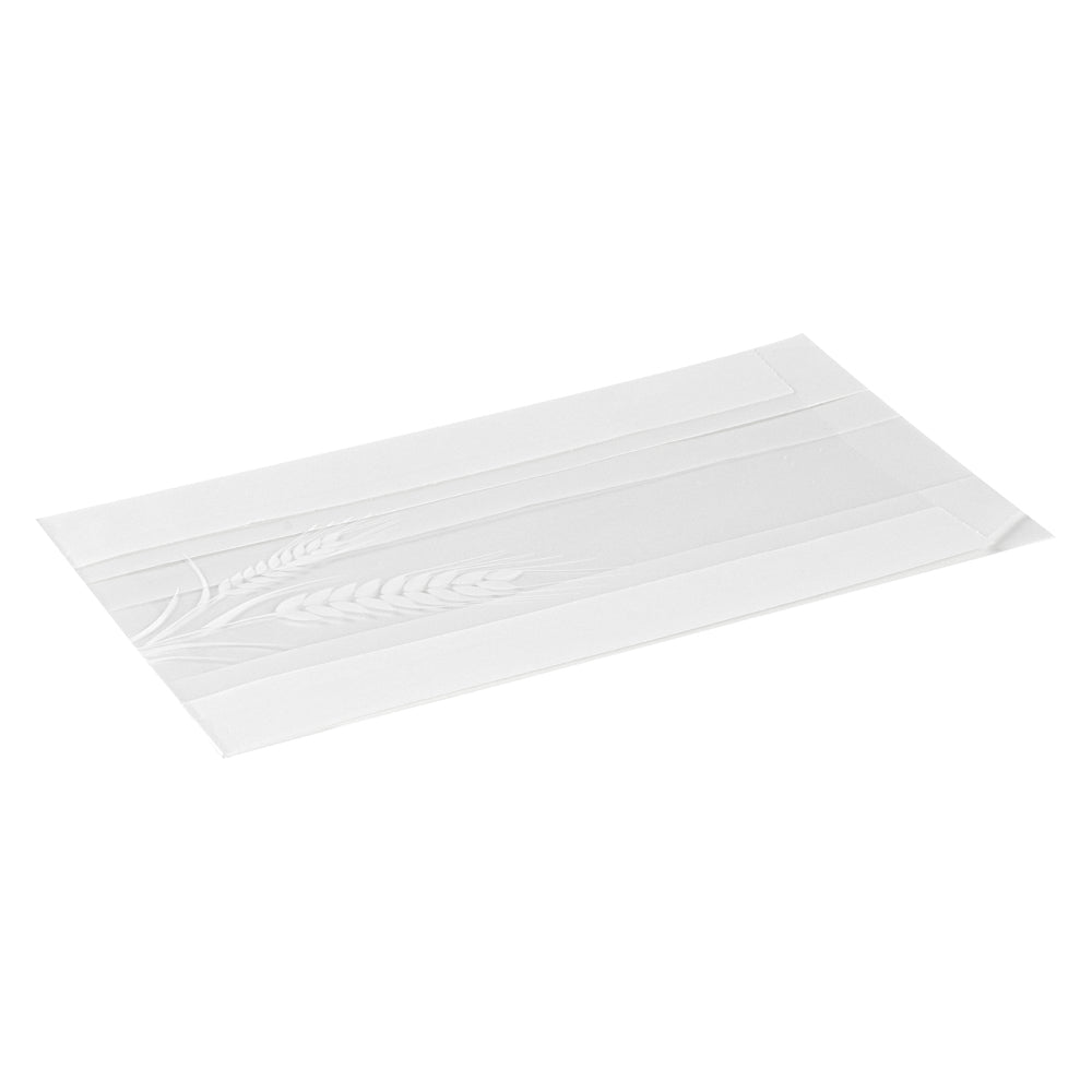 Bag Tek White Paper Bread Bag - Micro-Perforated, Greaseproof, Wheat Pattern - 4 3/4" x 2 3/4" x 8 1/2" - 100 count box