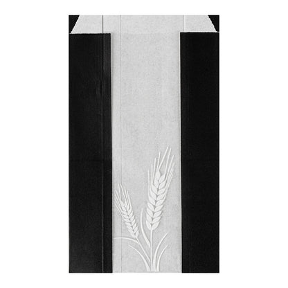 Bag Tek Black Paper Bread Bag - Micro-Perforated, Greaseproof, Wheat Pattern - 6" x 2 3/4" x 10" - 100 count box