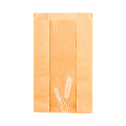 Bag Tek Brown Paper Bread Bag - Micro-Perforated, Greaseproof, Wheat Pattern - 6" x 2 3/4" x 10" - 100 count box