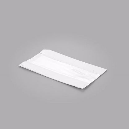 Bag Tek White Paper Bread Bag - Micro-Perforated, Greaseproof, Wheat Pattern - 6" x 2 3/4" x 10" - 100 count box