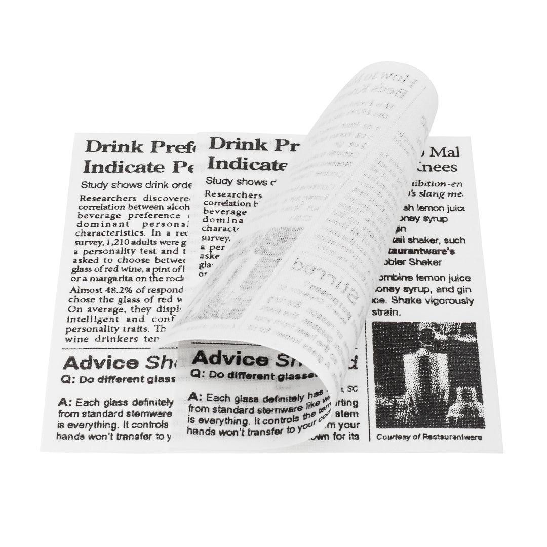 Luxenap Square Newsprint Cotton Cocktail Napkin - Organic, Disposable - 4 1/2" x 4 1/2" - 500 count box