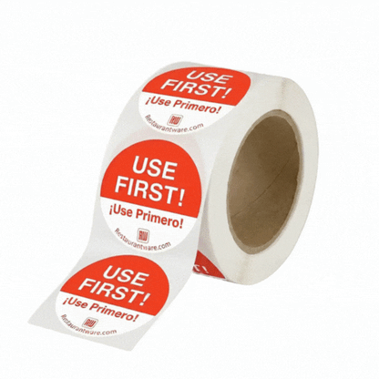 RW Smart Red Paper Use First Food Rotation Label - Removable, Bilingual - 2" x 2" - 500 count roll
