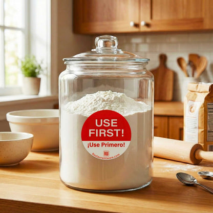 RW Smart Red Paper Use First Food Rotation Label - Removable, Bilingual - 2" x 2" - 500 count roll