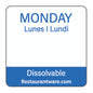 RW Smart Blue Paper Weekly Monday Food Rotation Label - Dissolvable, Trilingual - 1" x 1" - 500 count roll