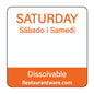 RW Smart Orange Paper Weekly Saturday Food Rotation Label - Dissolvable, Trilingual - 1" x 1" - 500 count roll