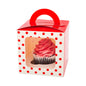 Pastry Tek Square Red Paper Cupcake Window Box - Polka Dots, Fits 1 - 4 1/2" x 4 1/2" x 4 1/2" - 100 count box