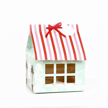 Pastry Tek Pink and Blue Paper Petite House Cupcake Window Gift Box - Fits 4 - 6" x 6" x 7 3/4" - 100 count box