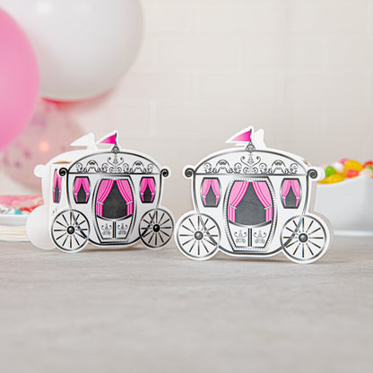 Pastry Tek White Paper Princess Carriage Candy and Gift Box - 2 1/2" x 1 1/4" x 1 3/4" - 100 count box
