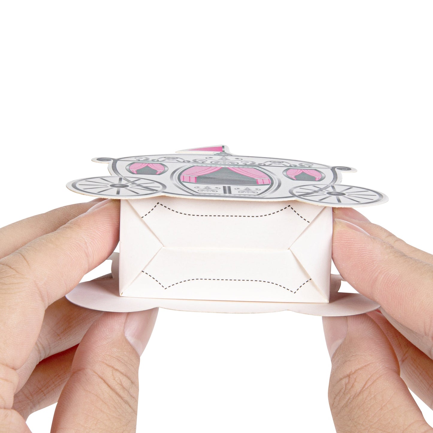 Pastry Tek White Paper Princess Carriage Candy and Gift Box - 2 1/2" x 1 1/4" x 1 3/4" - 100 count box
