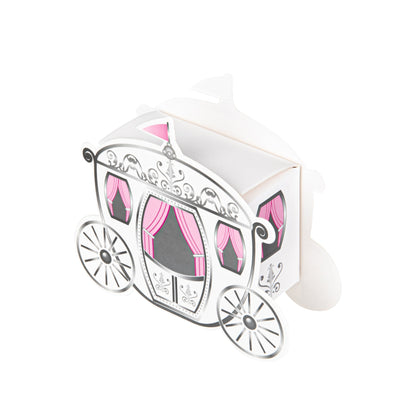 Pastry Tek White Paper Princess Carriage Candy and Gift Box - 2 1/2" x 1 1/4" x 1 3/4" - 100 count box