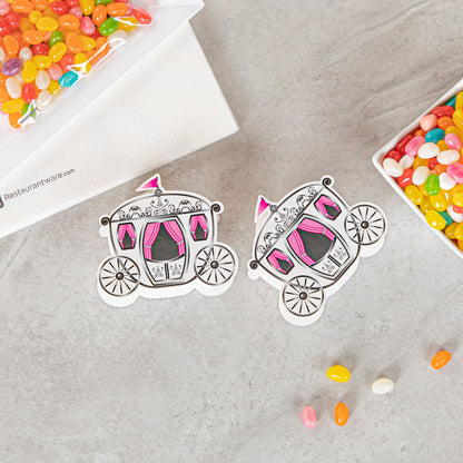 Pastry Tek White Paper Princess Carriage Candy and Gift Box - 2 1/2" x 1 1/4" x 1 3/4" - 100 count box