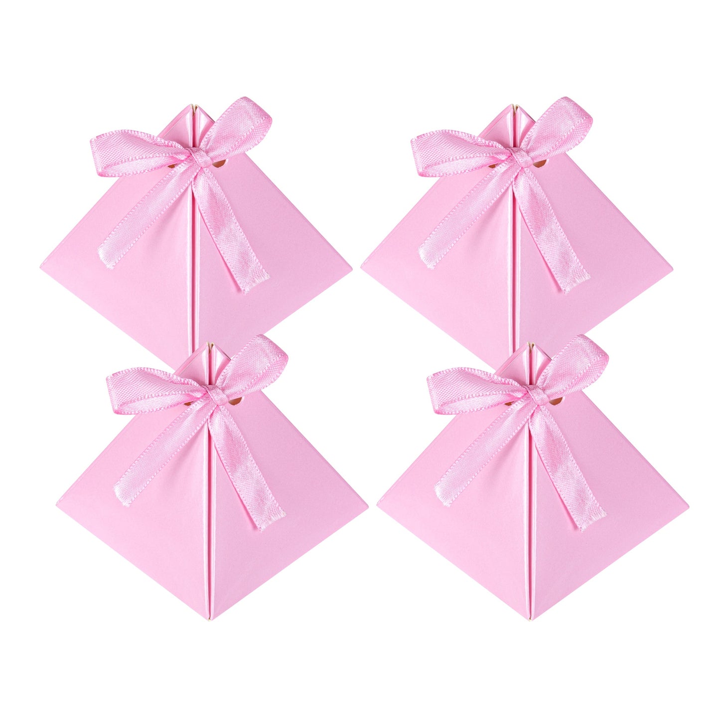 Pastry Tek Pink Pyramid Paper Candy and Gift Box - 3" x 3" x 3" - 100 count box