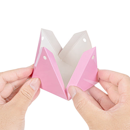 Pastry Tek Pink Pyramid Paper Candy and Gift Box - 3" x 3" x 3" - 100 count box