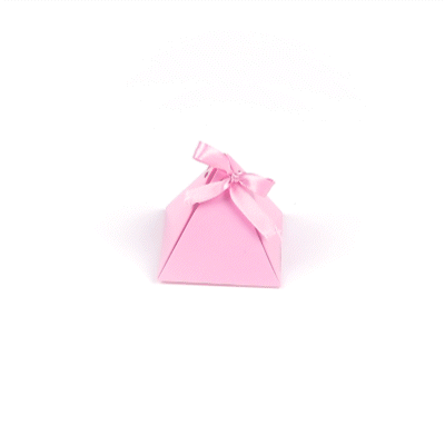 Pastry Tek Pink Pyramid Paper Candy and Gift Box - 3" x 3" x 3" - 100 count box