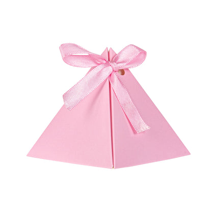 Pastry Tek Pink Pyramid Paper Candy and Gift Box - 3" x 3" x 3" - 100 count box