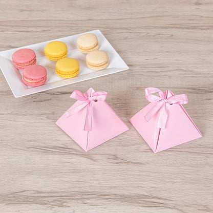 Pastry Tek Pink Pyramid Paper Candy and Gift Box - 3" x 3" x 3" - 100 count box