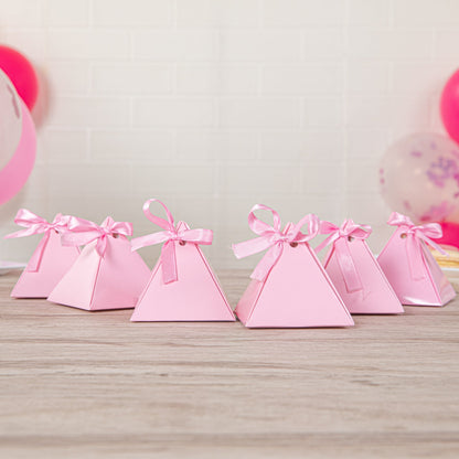 Pastry Tek Pink Pyramid Paper Candy and Gift Box - 3" x 3" x 3" - 100 count box