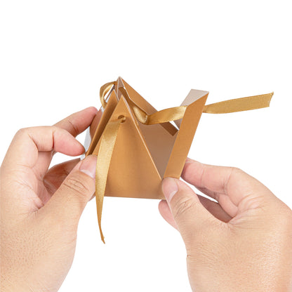 Pastry Tek Brown Pyramid Paper Candy and Gift Box - 3" x 3" x 3" - 100 count box