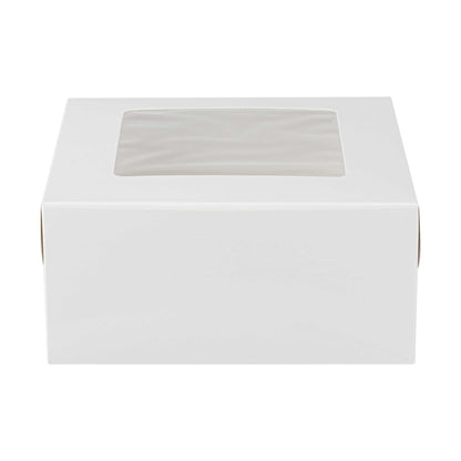 Cafe Vision Square White Cupcake Window Box - Fits 4 - 6 1/4" x 6 1/4" x 3" - 100 count box