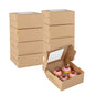 Cafe Vision Square Kraft Cupcake Window Box - Fits 4 - 6 1/4" x 6 1/4" x 3" - 100 count box