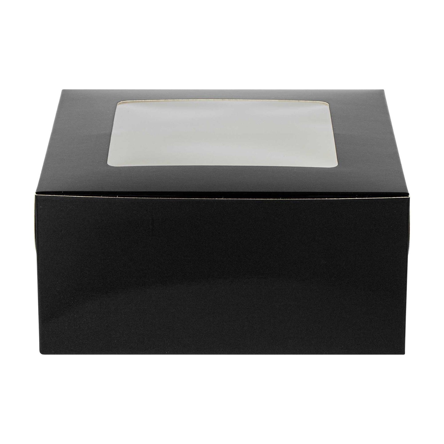 Cafe Vision Square Black Cupcake Window Box - Fits 4 - 6 1/4" x 6 1/4" x 3" - 100 count box