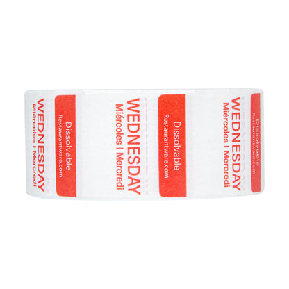 RW Smart 7-Day Weekly Food Rotation Label - Dissolvable, Trilingual - 1" x 1" - 3500 labels