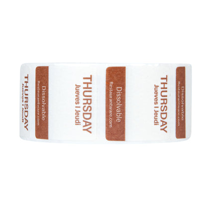 RW Smart 7-Day Weekly Food Rotation Label - Dissolvable, Trilingual - 1" x 1" - 3500 labels