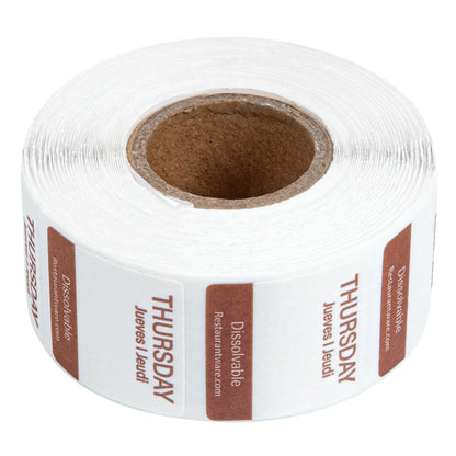 RW Smart 7-Day Weekly Food Rotation Label - Dissolvable, Trilingual - 1" x 1" - 3500 labels