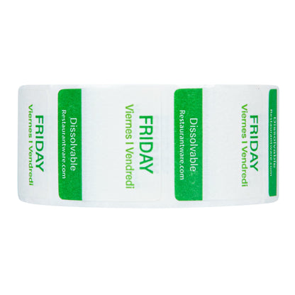 RW Smart 7-Day Weekly Food Rotation Label - Dissolvable, Trilingual - 1" x 1" - 3500 labels