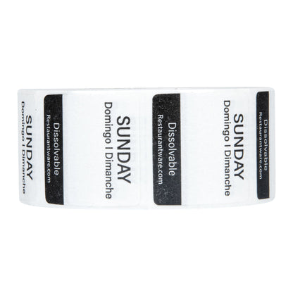 RW Smart 7-Day Weekly Food Rotation Label - Dissolvable, Trilingual - 1" x 1" - 3500 labels