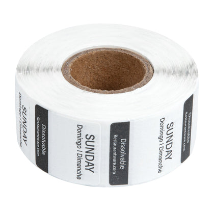 RW Smart 7-Day Weekly Food Rotation Label - Dissolvable, Trilingual - 1" x 1" - 3500 labels