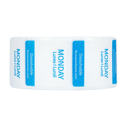 RW Smart 7-Day Weekly Food Rotation Label - Dissolvable, Trilingual - 1" x 1" - 3500 labels
