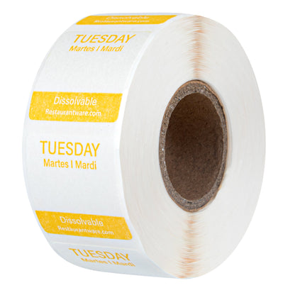 RW Smart 7-Day Weekly Food Rotation Label - Dissolvable, Trilingual - 1" x 1" - 3500 labels